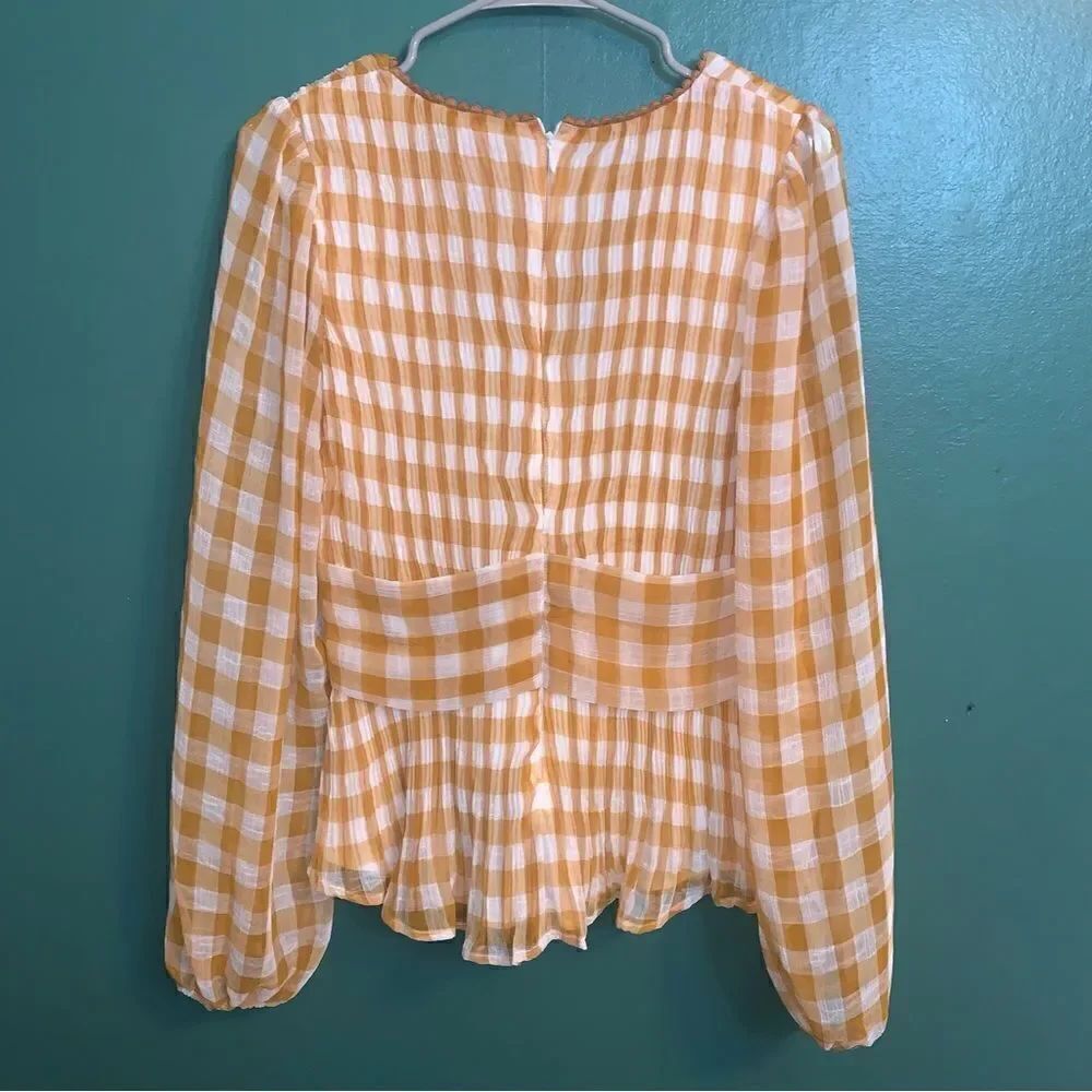 Plaid V Neck Blouse Find Me Now Small - Picture 4 of 4